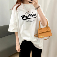 日韩跨境女士短袖t恤女夏季2025新款卡通印花洋气设计感宽松上衣