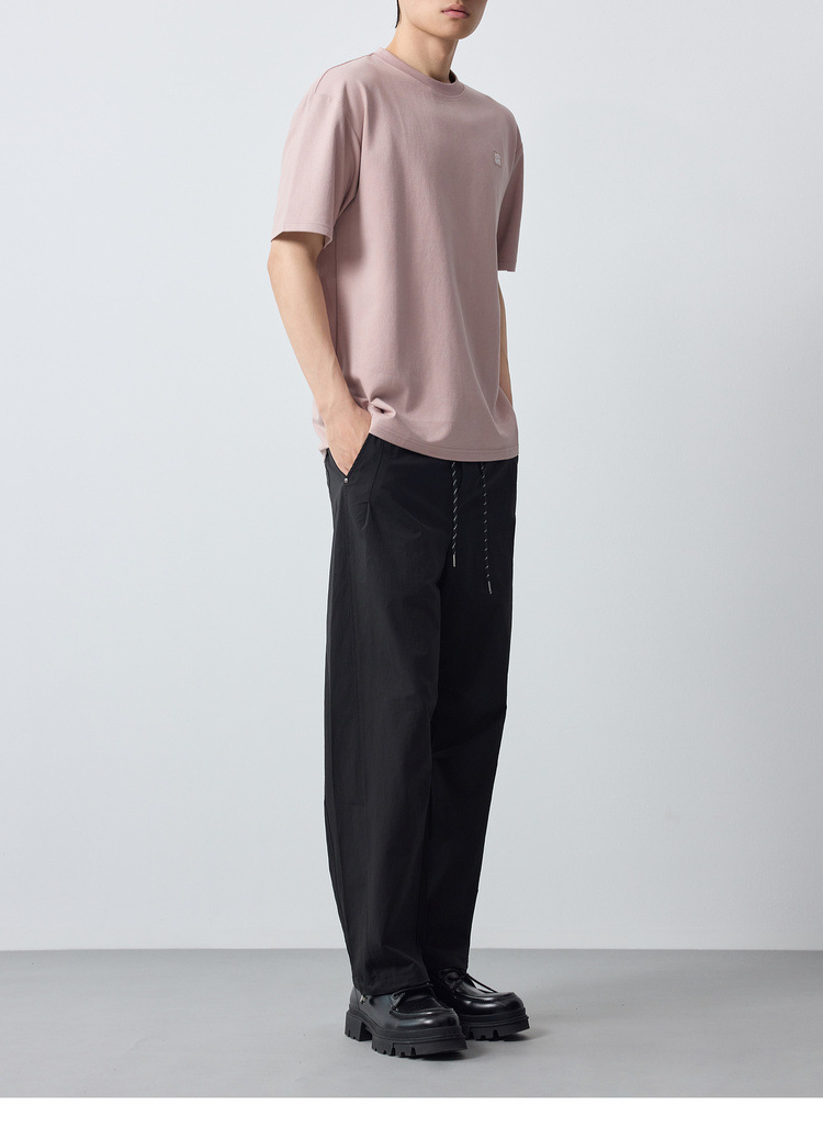 Áo thun nam cổ tròn cotton dày 210g thấm hút tốt — đen chi tiết 21