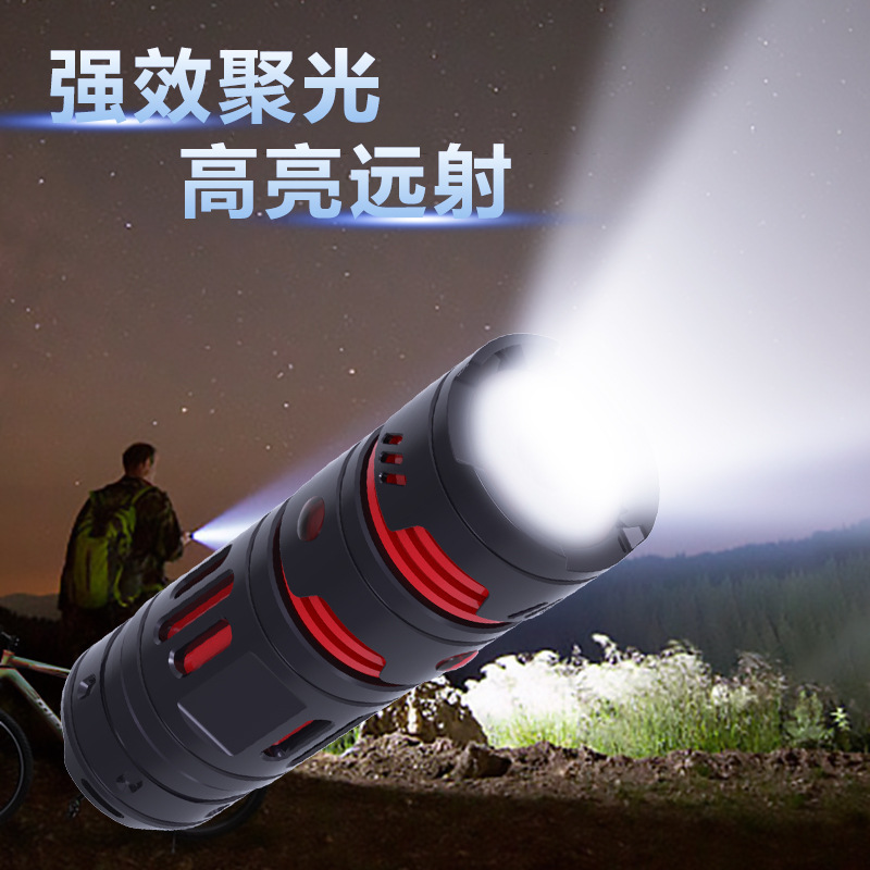 Transfronterizo multi-funcional Mini linterna dedo Gyro descompresión linterna de luz fuerte aleación de aluminio lámpara de luz fuerte