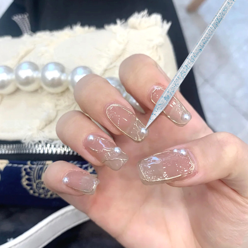 Herramientas de uñas de suministro directo transfronterizo Crystal Rod punto taladro palo signo acrílico doble cabeza piel muerta empuje 50 punto flor palo color mezclado