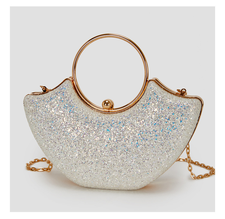 Women's Small PVC Solid Color Elegant Sequins Shell Lock Clasp Evening Bag display picture 9