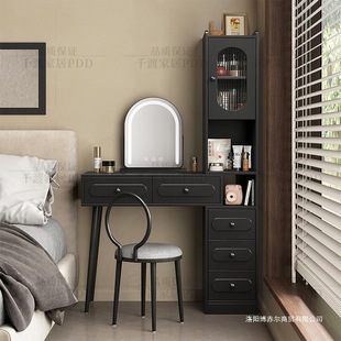 Solid Wood Dresser and Cupboard Integrated Small Bedroom Storage Cabinet American Retro Style Dressing Table Multi-Layer Storage Cabinet