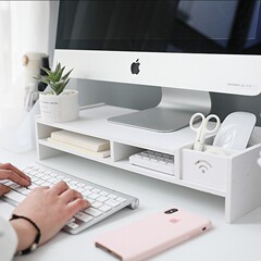 コンピュータ高架オフィススタンド収納ラックデスクトップモニターノートブックパッドデスクトップ引き出し収納ラック