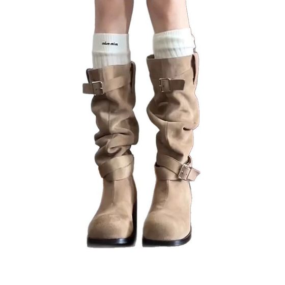 Retro Heap Boots Western Cowboy Boots Summer 2024 New High Boots Cyber Popular Spring and Autumn Long Boots for Little Men
