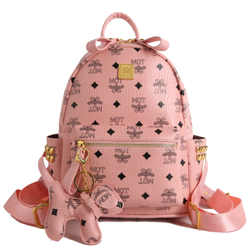 Mochila de moda coreana impresa para mujeres, mochila de clase para estudiantes universitarios, adornos colgantes, mochila de viaje de gran capacidad para mujeres
