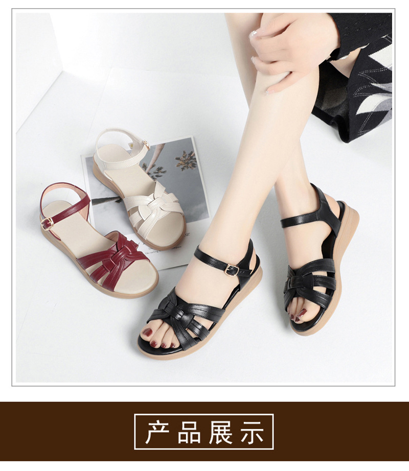 Dép sandal nữ quai chữ V đế mềm chống trơn, thoải mái cho mẹ mùa hè — Đỏ rượu chi tiết 19