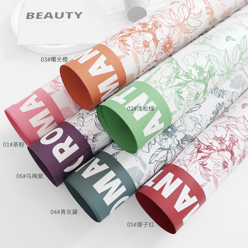 Huaxi fábrica de mariposas floral al por mayor ramo de flores papel de embalaje de flores mariposas inglés material de papel floral florista