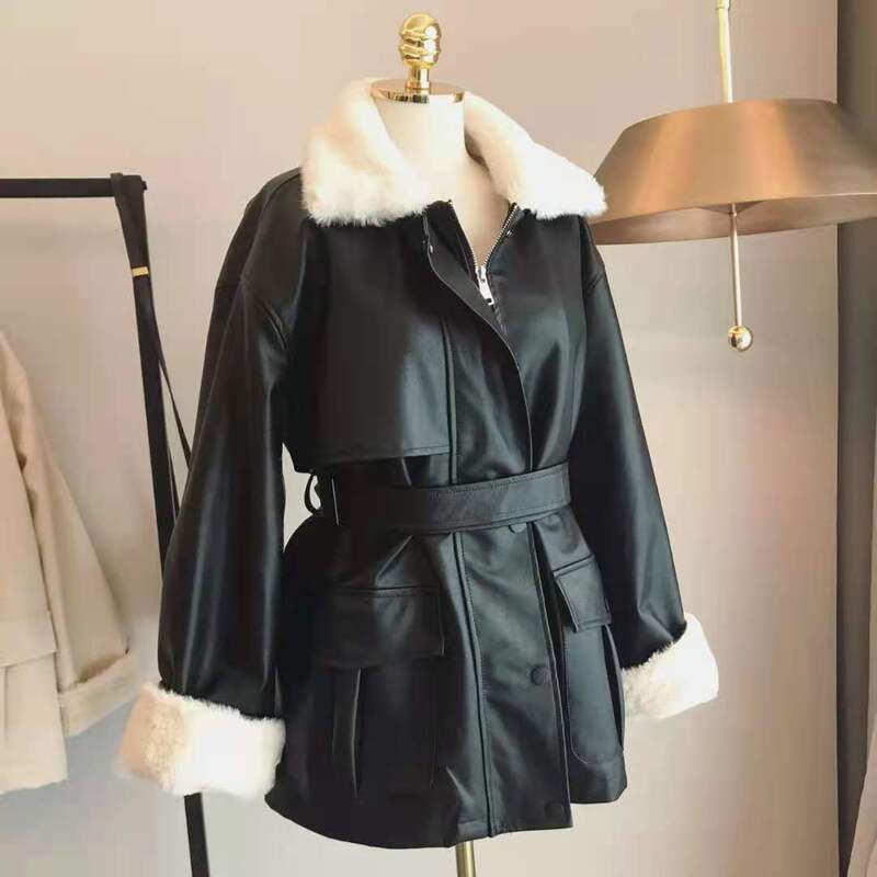 Lamb Fur Coat for Women 2026 Winter New Korean Style Loose Fit Fleece-Lined Thick Retro Motorcycle Jacket Lamb Fur Coat for Women 2026 Winter New Korean Style Loose Fit Fleece-Lined Thick Retro Motorcycle Jacket