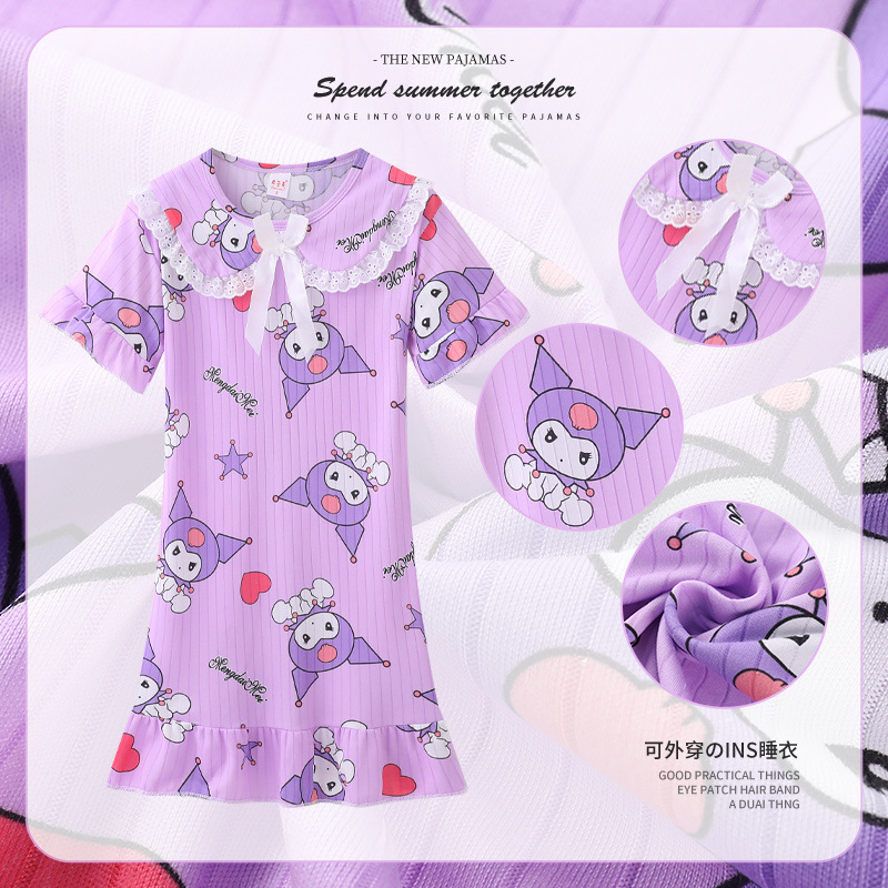 Children's summer pijama, skirt, dress for princess, with short sleeve, for teenagers