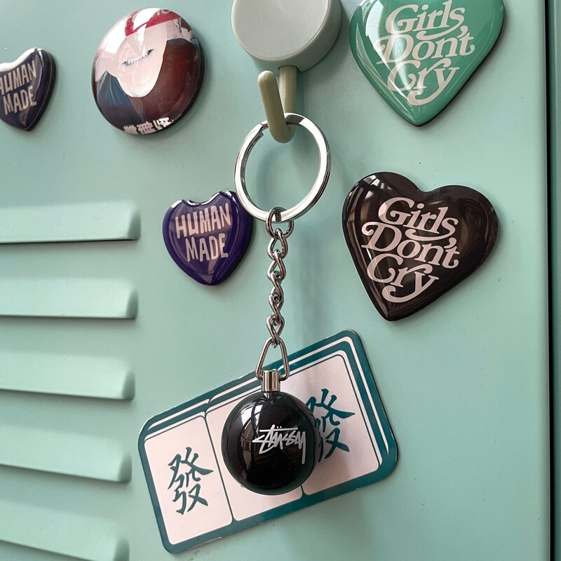 Tide brand stussy keychain No.8 black eight-piece car motorcycle pendant nigo