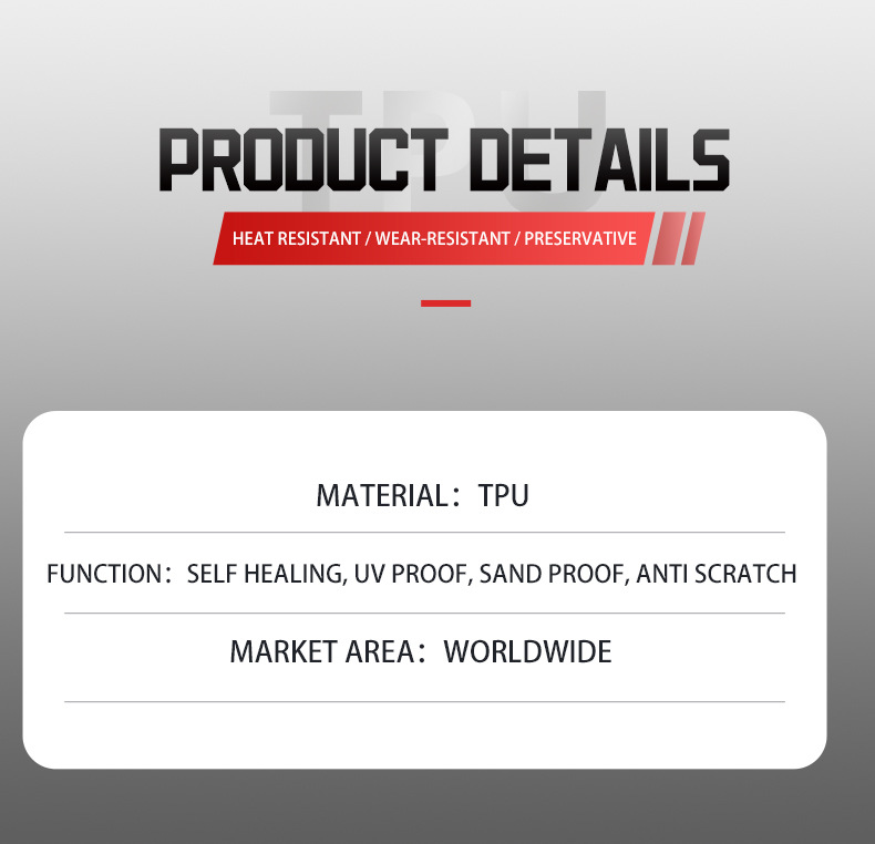 Cross-Border Wholesale Tpu Car Paint Protection Film Instantly Repairs Small Scratches 7.5Mil Glossy Transparent Ppf