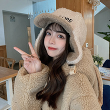 韩国羊羔绒保暖雷锋帽子女冬季骑车防寒护耳帽可爱加厚滑雪飞行帽