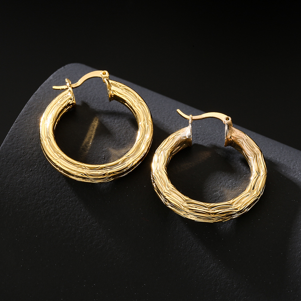 Fashion Pattern Round Geometric Copper Plated 18k Gold Earrings display picture 2