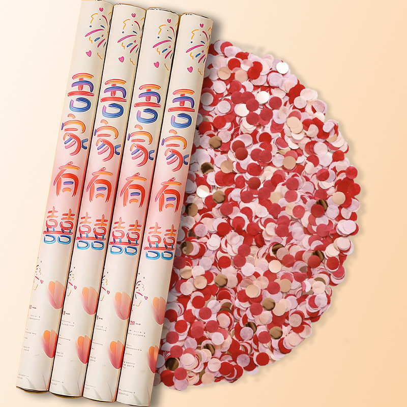 Cañón de regalo de mano especial para la boda torcida mano cinta de color casada rociador de flores cañón de color pétalos de boda regalos de lluvia