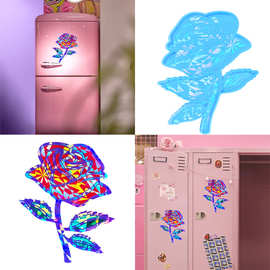 全息一枝玫瑰花装饰硅胶模具 DIY柜子装饰 墙面装饰树脂硅胶模具