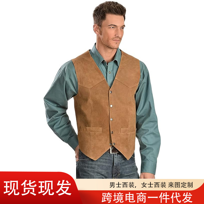 2025 Cross-Border Popular Men's Vest Cross-Border Korean Fashion Single-Breasted Sleeveless Jacket Vest in Stock