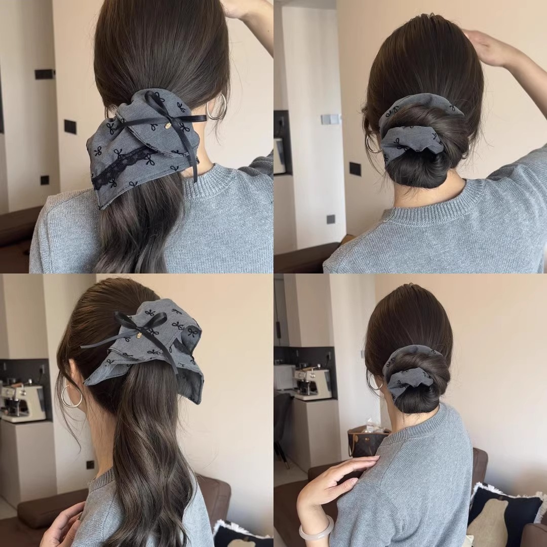 Grey arco cuadrado anillo de cabello de intestino grueso cuerda de cabello de cola de caballo de alta calidad cuerda de cabello adornos