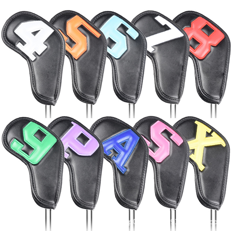 Venta caliente transfronteriza de Golf PU cubierta de varilla de hierro colorido digital cabeza del club cubierta protectora tapa suministros de Golf