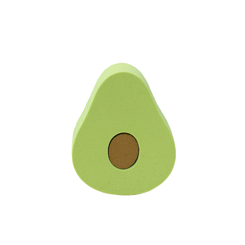 Personalizada serie de polvo de fruta suave forma especial seca húmeda doble uso esponja de maquillaje polvo de aguacate ultra suave forma