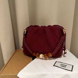 南风Chio2n云绒琥珀云朵包包女式2024新款秋冬单肩斜挎红色婚包