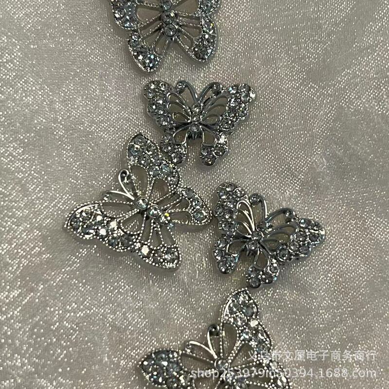 Alloy hollow-out full diamond butterfly thickened three-dimensional DIy handmade hairpin Gumei shooting peripheral design Japanese style