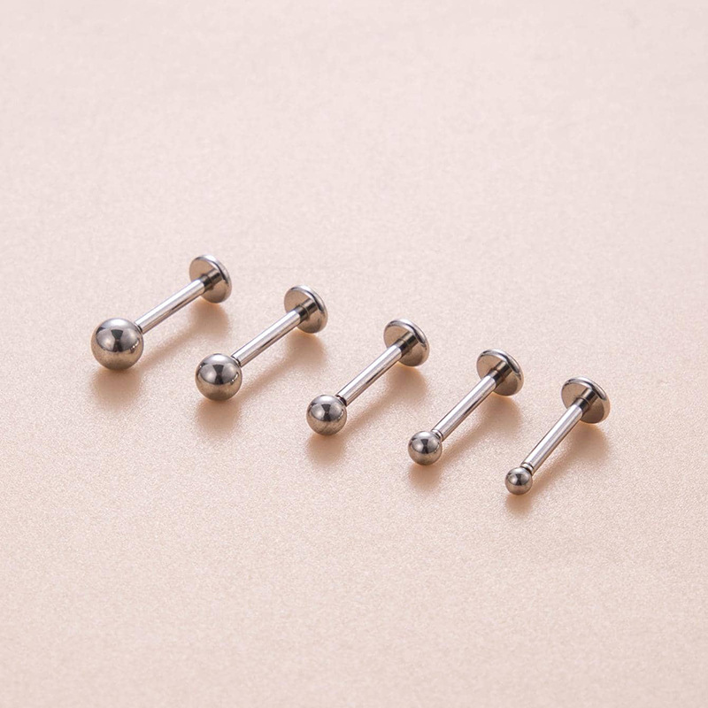 2 Stéck 16G Edelstahl Kugelform Stecknadel Drockstang Modesch Bounenlippe Knach Neel Knorpel Ouer Bijouen_voghion.com