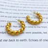 Fashionable golden matte earrings, design spiral, new collection