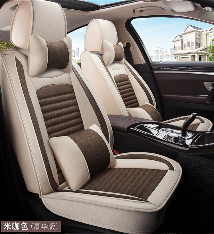 Car Seat Cushion, Universal for All Seasons, New Full-Coverage Car Seat Cover, Special Cushion, Summer Linen Fabric Cotton Seat Cover