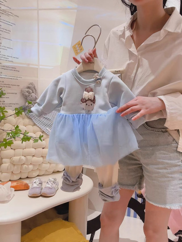 Girls 'all-matching mesh top, middle and big children's autumn new pure color long-sleeved foreign-style princess long-sleeved one-piece sweater