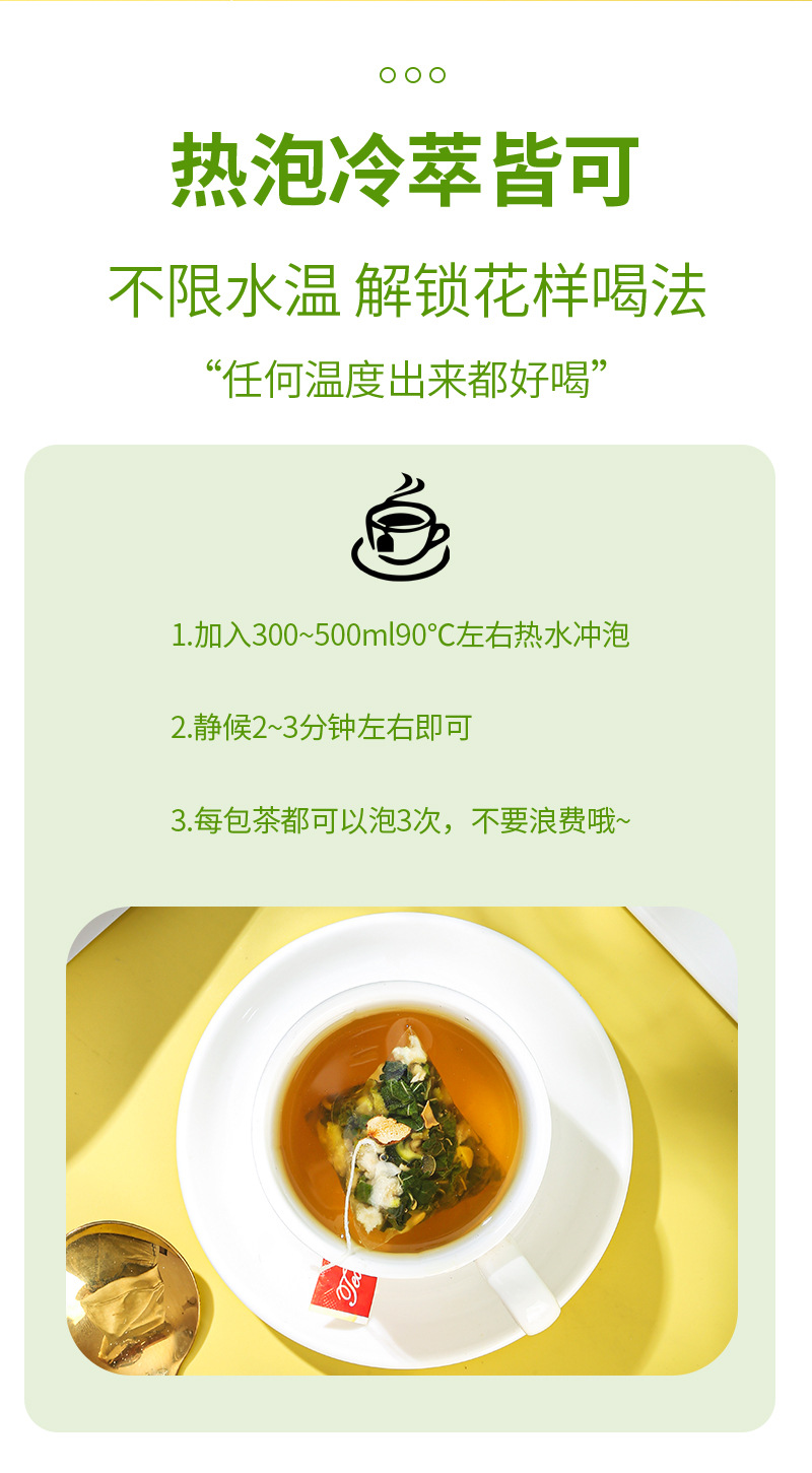 Mulberry Leaf & Double Melon Tea Bags (桑叶双瓜茶) — Cold-Brew Herbal Tea, 20 Pyramid Sachets in use