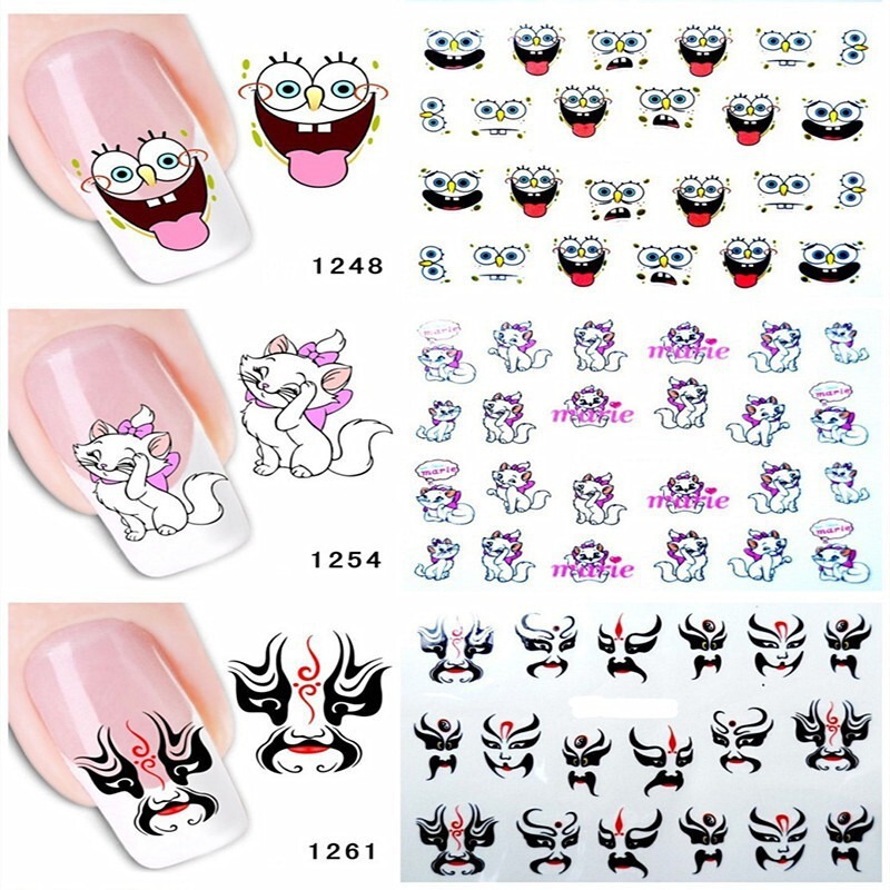 Nail Art Stickers Cute Cartoon Fox Lipstick Mask Pattern Watermark Childlike Colorful Graffiti Decoration Supplies Wholesale