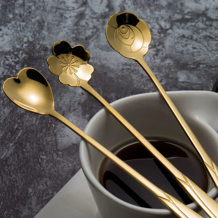 High quality golden spoon stainless steel, creative coffee mixing stick