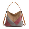 capacity One shoulder Canvas bag canvas Bag Commuter bag Versatile Hit color Mosaic Bag