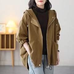 大码女装外套2025春秋新款宽松显瘦时尚减龄连帽夹克