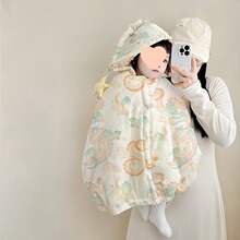 婴儿可伸手披风斗篷秋冬加厚抱被宝宝外出挡风披肩防风保暖外套棉