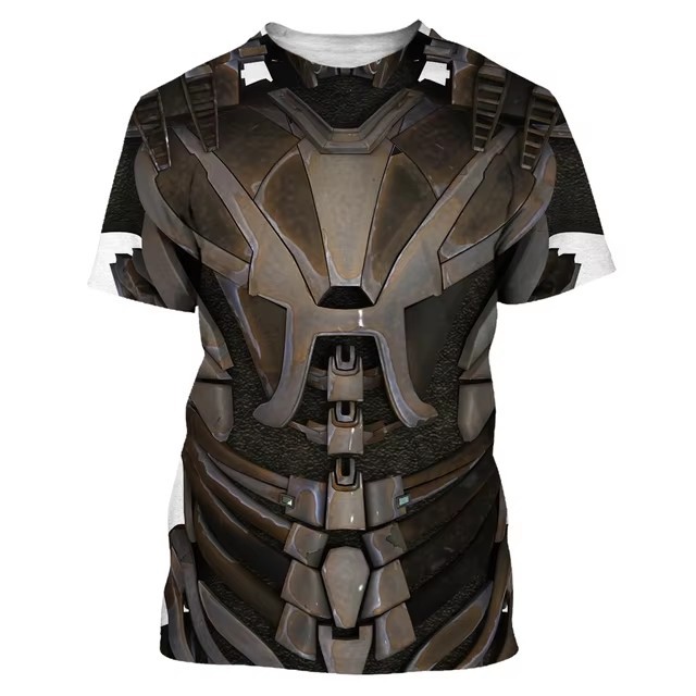 Tecnología genial, armadura, impresión 3D, spot 2024, camiseta de hombre transpirable de manga corta con cuello redondo suelto casual de moda