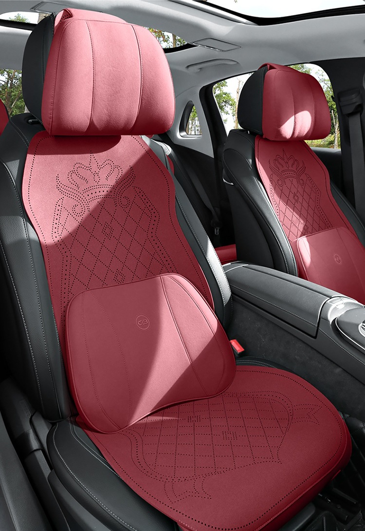 2026 New Crown Suede Leather Car Seat Cushion, Suitable for All Seasons, Small Waist Design, Model MA12