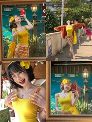 胸パッド付きデイジー花ブローチ肩ベルトベスト上着胸パッド付き