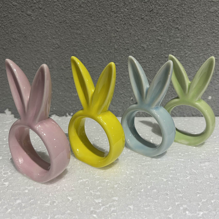 陶瓷复活节彩色兔子餐巾圈餐巾环复活节纸巾环厂家创意可定