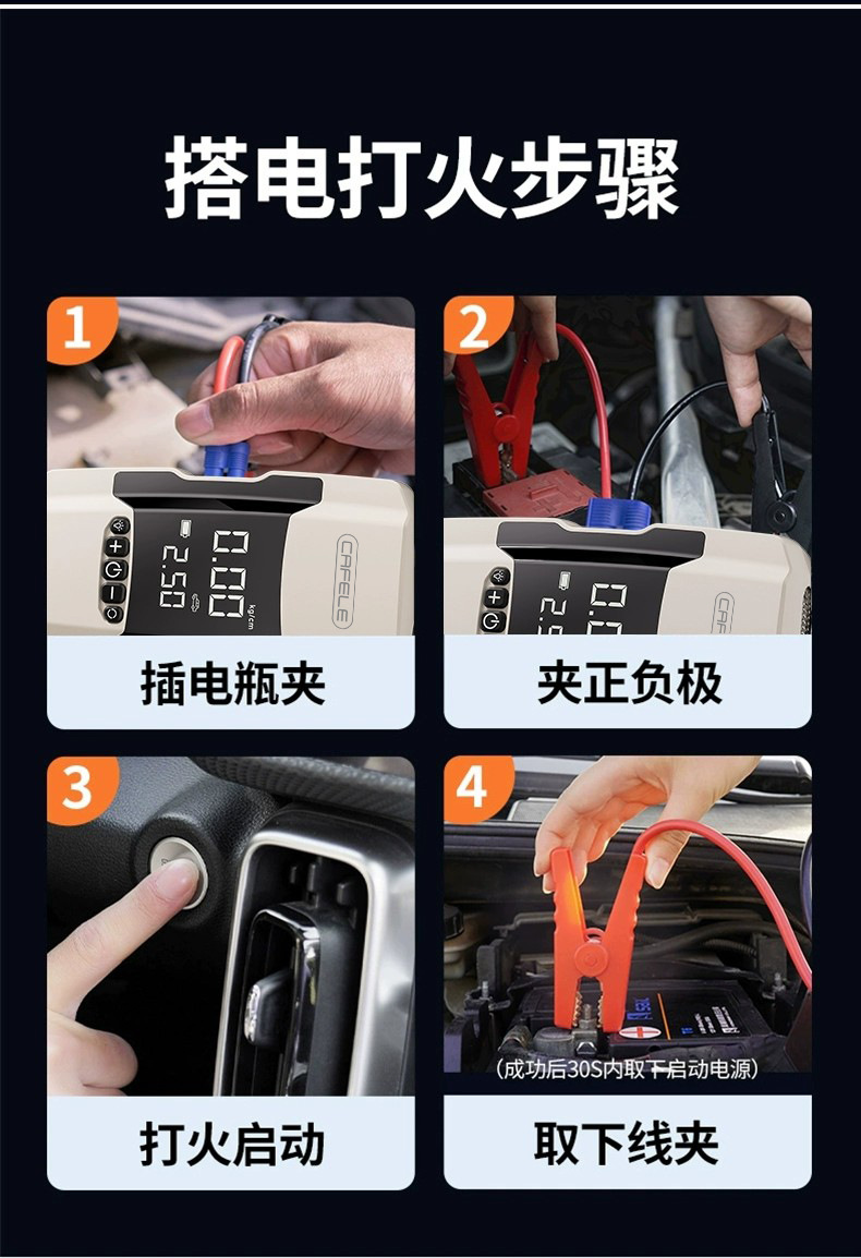 Kafeila 602 White Model Car Emergency Start-Up Smart Power Supply, Portable Digital Display Multi-Function Air Pump for Vehicles