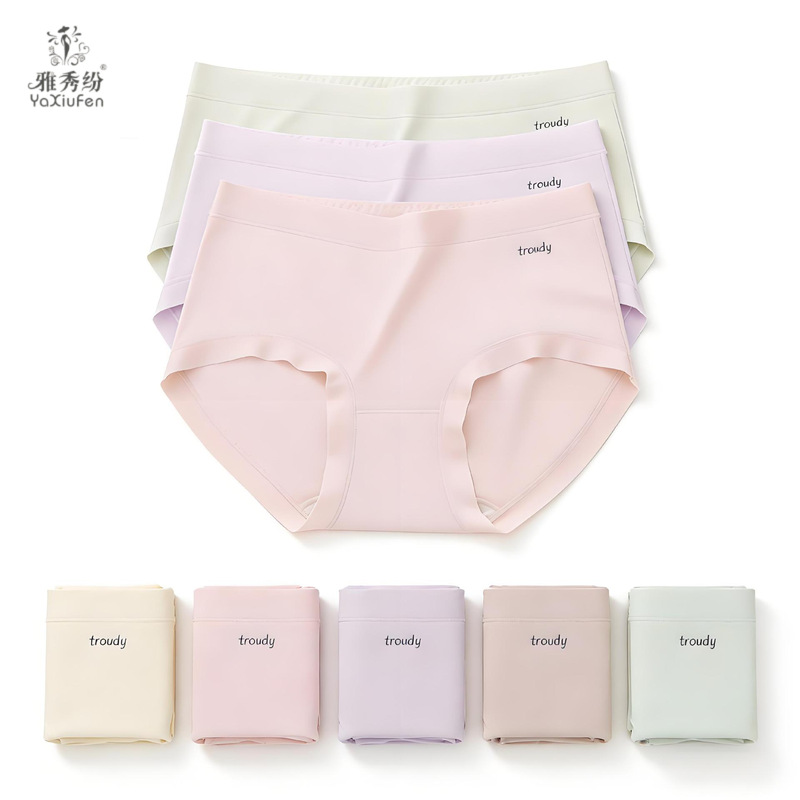 Moyou Silk Fabric Mulberry Silk 7A Antibacterial Bottom Crotch English Letters Embellished Skin-Friendly and Comfortable Girls' Briefs for Women