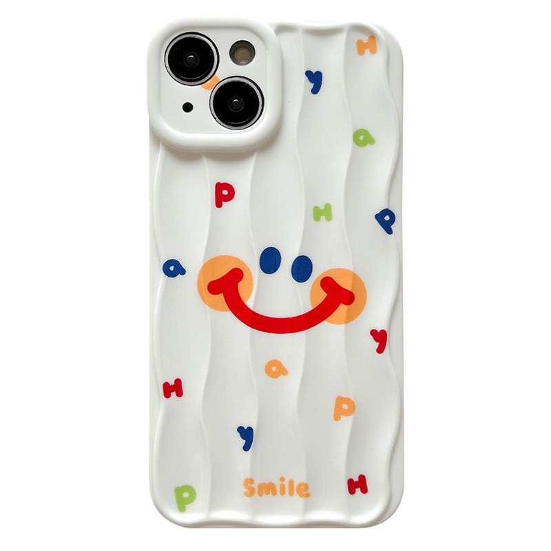 Simple colorido carta cara sonriente iPhone15 patrón de onda 14ProMax para Apple 13 teléfono caso 12 hembra 14