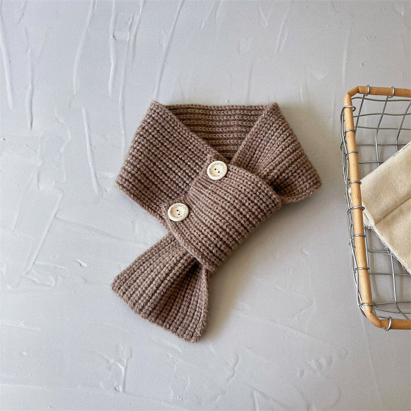 Sciarpa per bambini Moda invernale Instagram bavaglino per neonati con bottoni lavorati a maglia per bambini e bambine_voghion.com