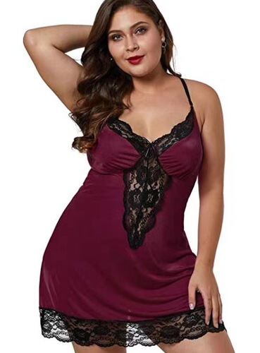 Lingerie_European and American Sexy PajamasPlus Size NightgownWomen's Bustier Dress Fat D130
