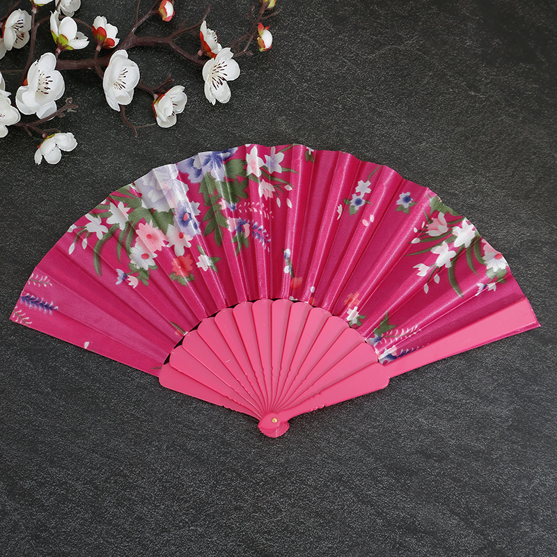 Plástico de seda plana plegable ventilador de baile estilo chino Amazon popular de 7 pulgadas abrir y cerrar sin problemas image 11