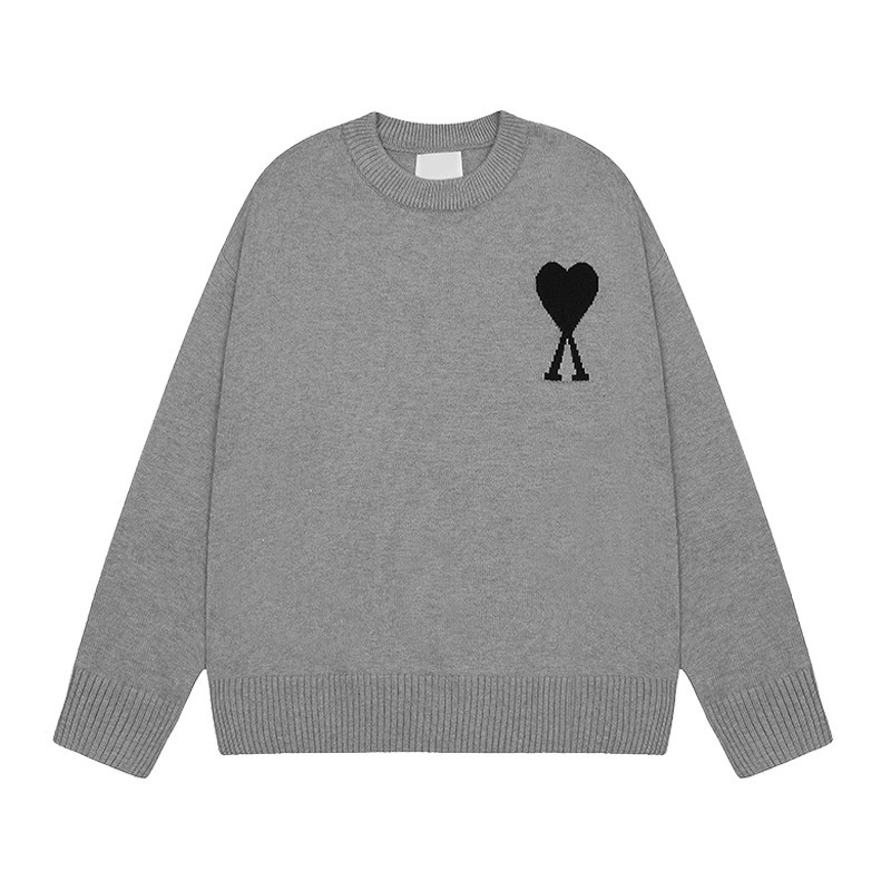 大注目！ ami セーター ラウンドネック ビッグラブ 25ss 新しいカップルルーズ長袖クロスボーダーウール女性のセーター|undefined