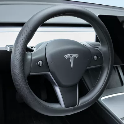 Cross-Border Amazon Bestseller Suitable for Tesla Compatible Model3/Y Non-Slip Breathable All-Season Universal Handle Cover (Steering wheel cover) - tesla-half-perforated-black-36cm-36