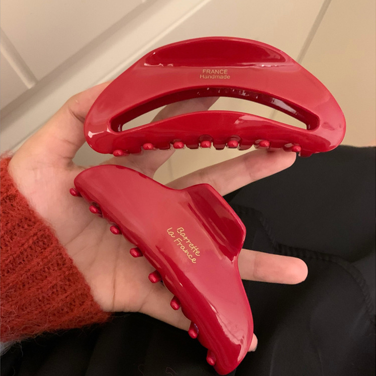 Rode serie! Acetaat grote clip letter goud merk achter hoofd opgestoken haai clip haaraccessoires hoofdtooi haarspeld voor vrouwen_voghion.com