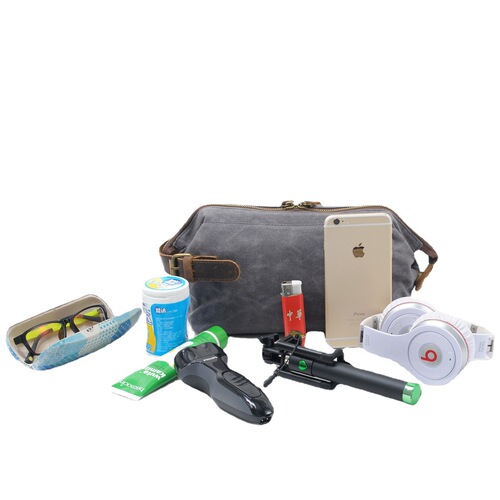 Amazon-style men's clutch bag, oil-waxed canvas toiletry pouch, vintage-style wristlet, top-layer cowhide wrist bag