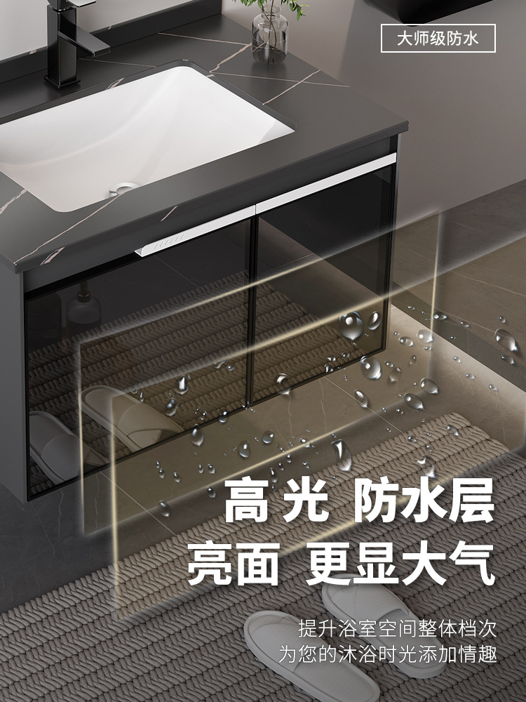 Simple moderno multi-capa de madera maciza gabinete de baño lavabo de cerámica integrado lavabo inteligente baño gabinete espejo de baño